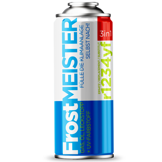 FrostMEISTER 3-in-1 - Gas voor zelf bijvullen van airconditioning met afdichtmiddel 400ml